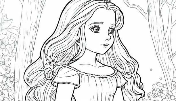 princess coloring page for adults simple cute Generative Art photo