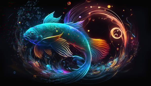 Capricorn Zodiac Sign magical neon energy glowing Generative Art photo