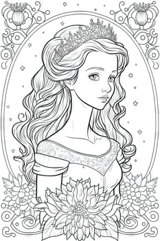 princess coloring page for adults simple cute Generative Art photo