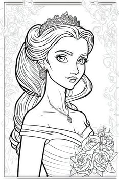 princess coloring page for adults simple cute Generative Art photo