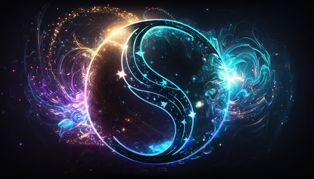 Pisces Zodiac Sign magical neon energy glowing Generative Art photo