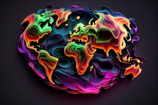 neon abstract world map illustration photo