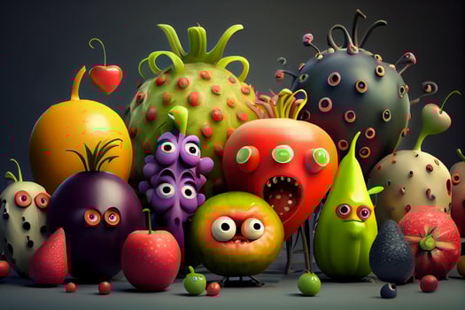 party fruit monster friends illustration photo