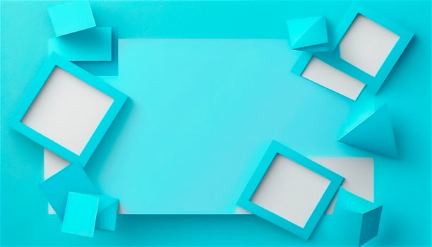 Pastel blue empty paper texture background template, banner for advertising. Rectangular geometric shapes. Copy space. space for text. . photo