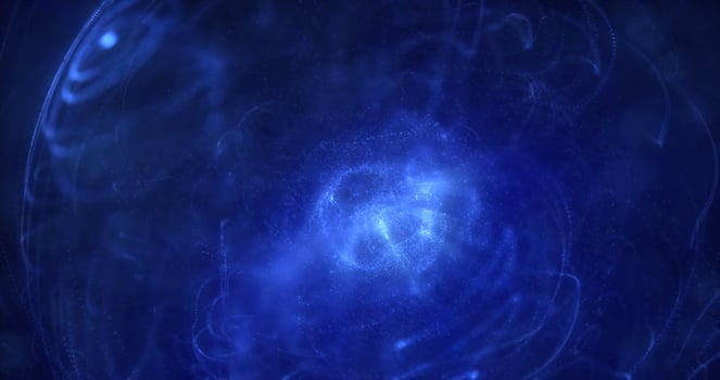Abstract futuristic glowing blue light round sphere cosmic star from magic high tech energy on space galaxy background. Abstract background photo