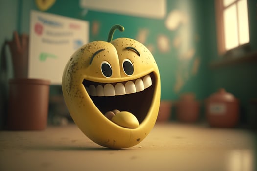 cheerful yellow fruit funny character illustration photo