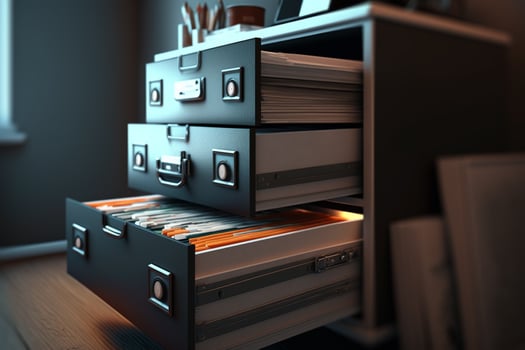 office cabinet storage with documents, illustration photo