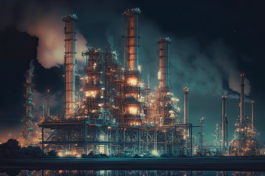 Oil and gas industry. Refinery production plant. Created with photo