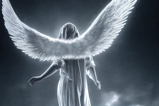 illustration of a white angel in the fog photo
