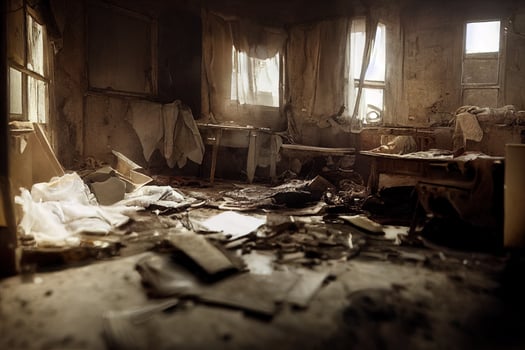 illustration of an lost place old dilapidated house interior view photo