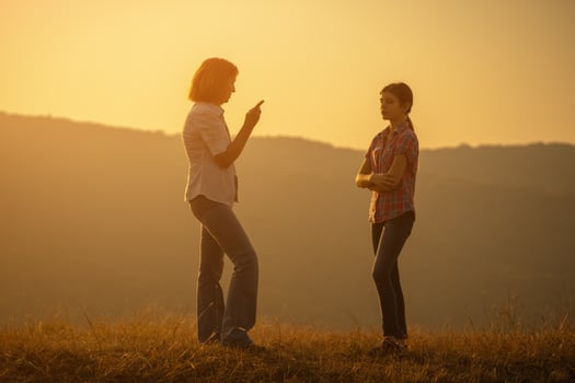 Grandmother and granddaughter spending time outdoors photo