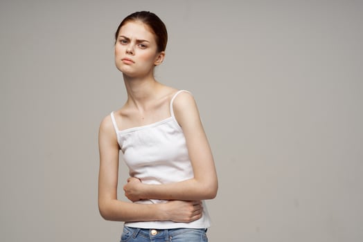 sick woman menstruation health problems gynecology disorder studio treatment photo