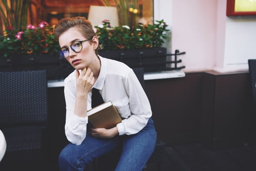 female outdoors in a summer cafe rest communication photo
