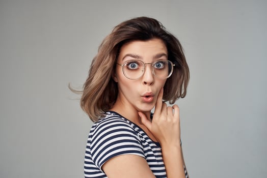 woman with glasses light background Lifestyle photo