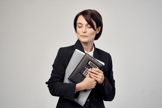 female manager documents Professional Job isolated background photo