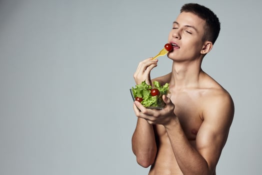 sport man workout healthy food energy lifestyle with isolated background photo