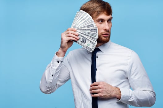 business man financial confidence stack of money lifestyle photo