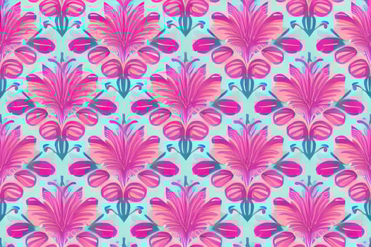 Abstract magenta or purple natural flower, floral, and leaves seamless pattern background. Flower and leaf clip illustration watercolor texture wallpaper. photo