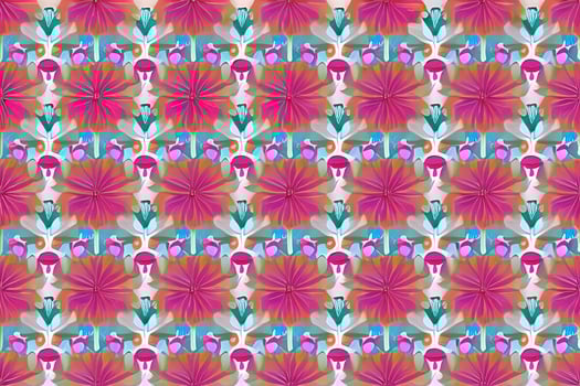 Abstract magenta or purple natural flower, floral, and leaves seamless pattern background. Flower and leaf clip illustration watercolor texture wallpaper. photo