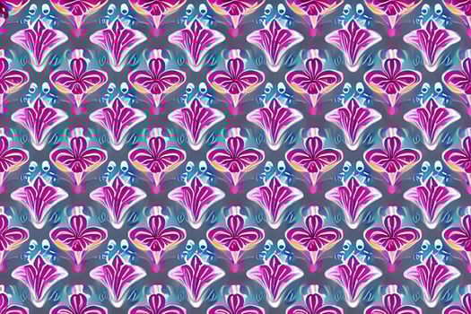 Abstract magenta or purple natural flower, floral, and leaves seamless pattern background. Flower and leaf clip illustration watercolor texture wallpaper. photo