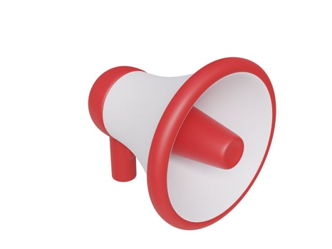 White red megaphone. 3d render. photo