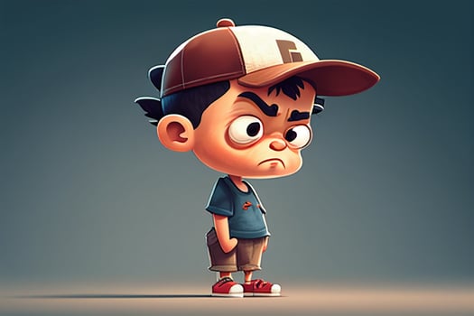 Cute little boy wearing a baseball cap. 3D illustration. photo