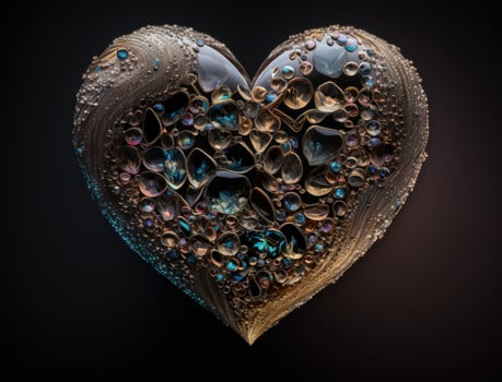 Realistic translucent heart shaped crystal zircon, natural gemstone technology photo