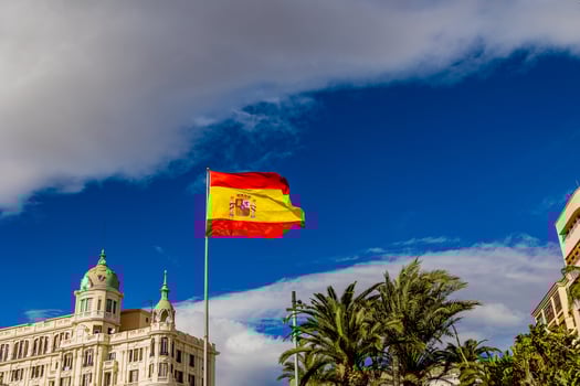 urban landscape from alicante to city center with spanish flag photo