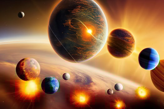 illustration abstract representation solar system with planets photo
