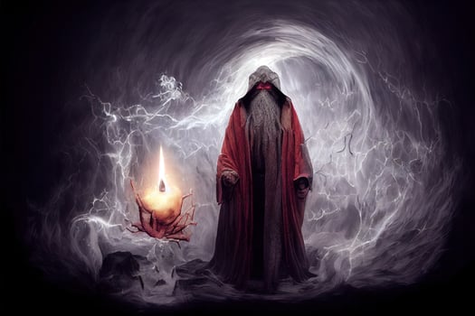 illustration of the furious wizard of evil spirits photo