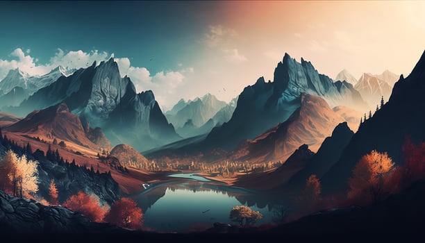 Lanscape Panoramic View of The Mountains Aesthetic Background - photo