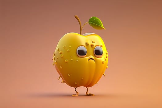 Funny apple with eyes and mouth, 3d illustration photo