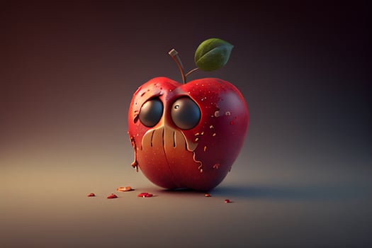 Funny apple with eyes and mouth, 3d illustration photo