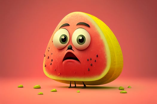 Funny watermelon character with big eyes photo