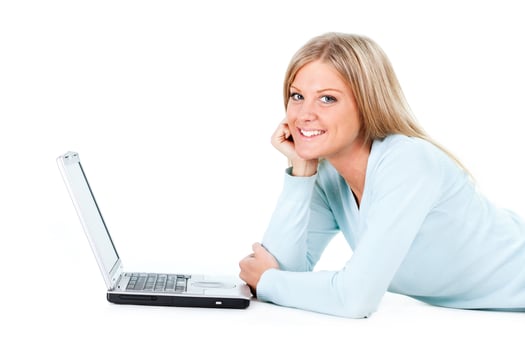 A woman using her laptop photo