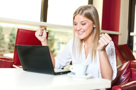A woman using her laptop photo