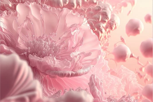 Delicate romantic pastel pink background with beautiful flowers. Abstract wedding backdrop. photo