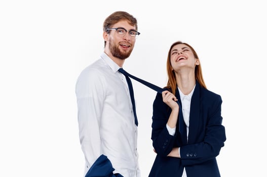 man and woman in suits work colleague communication entrepreneur photo
