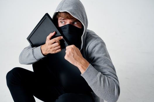 masked man stealth technique robbery safety hooligan isolated background photo