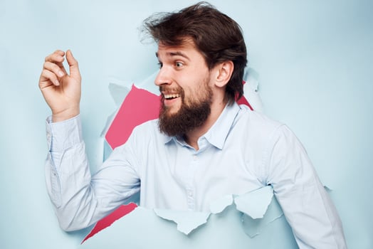 man looking out of the wall wearing shirt office emotions lifestyle work photo