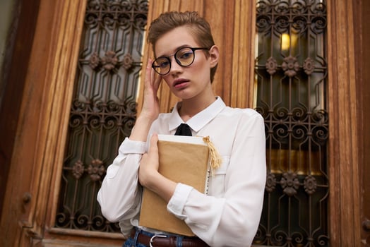 student on the street near the building rest Lifestyle photo