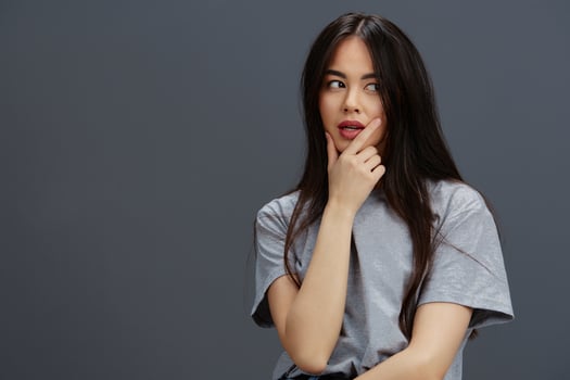 Asian woman with long hair photo