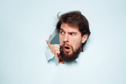 emotional men breaks through the wall career work lifestyle photo