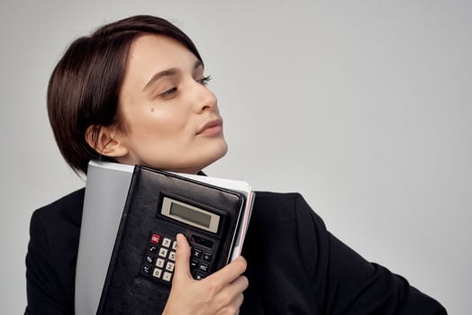 female manager documents Professional Job isolated background photo