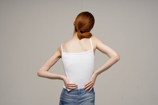 woman chiropractic rheumatism health problems isolated background photo