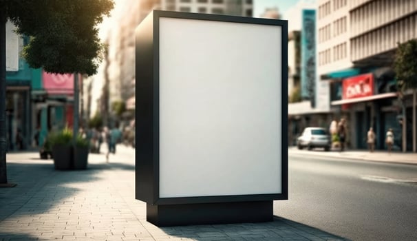 blank billboard mockup for advertising in the city, daylight view photo