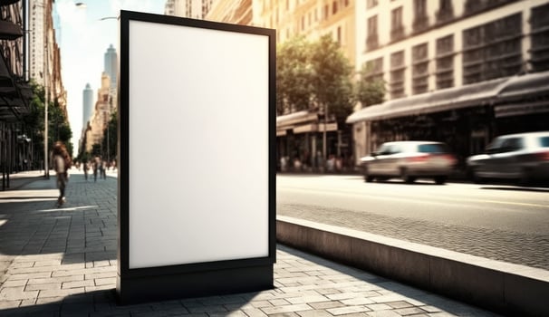 blank billboard mockup for advertising in the city, sunset view photo