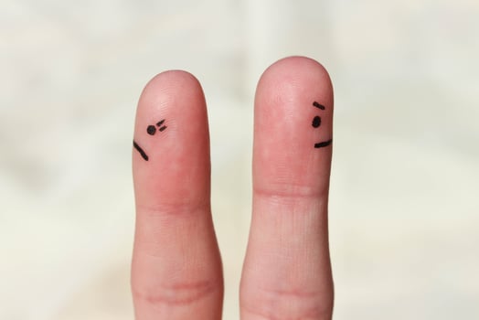 Couple after an argument look in different directions photo
