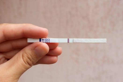 negative pregnancy test. One lane on the test photo