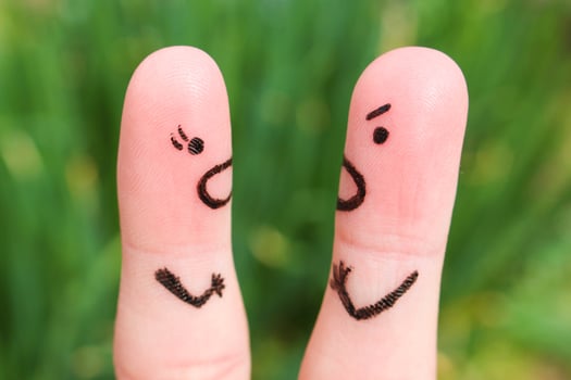 Finger art of a couple during quarrel. photo
